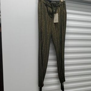 Sz 36 FR Gold Dress Sturrup Pants with Shimmery Finish